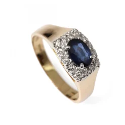 Carmoséring Kantig Guld Safir