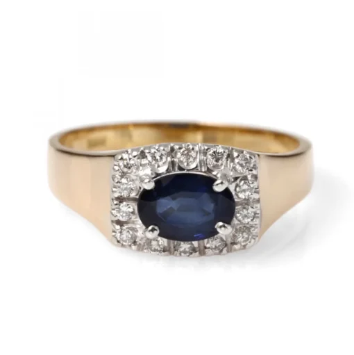 Carmoséring Kantig Guld Safir