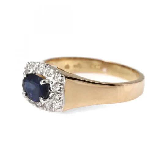 Carmoséring Kantig Guld Safir