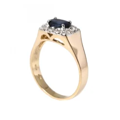 Carmoséring Kantig Guld Safir