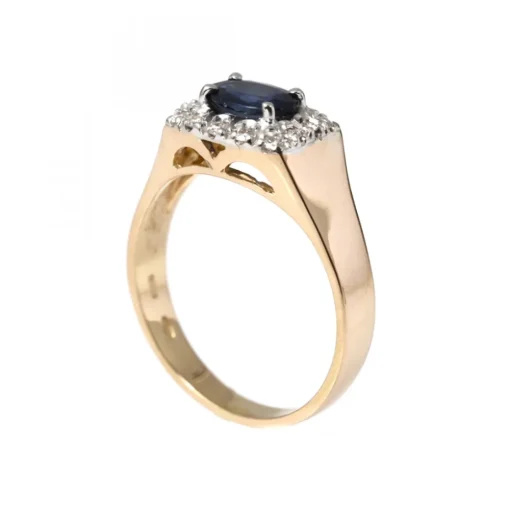 Carmoséring Kantig Guld Safir