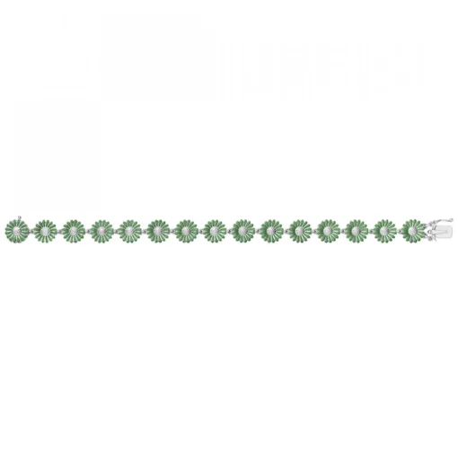 Daisy Armband Silver Grön Emalj