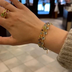 Förgyllt Armband Blå Topas