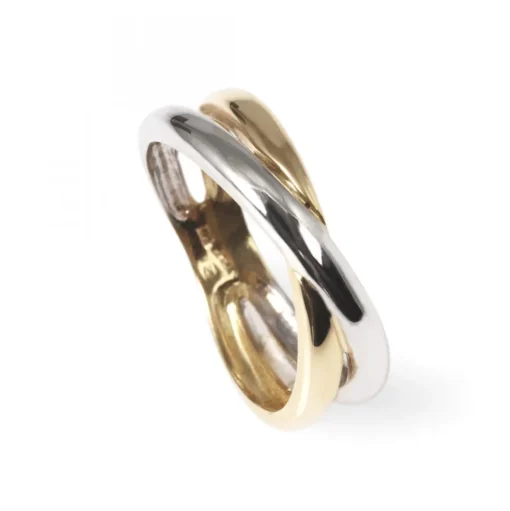 Guldring Kryss Vitguld/Guld