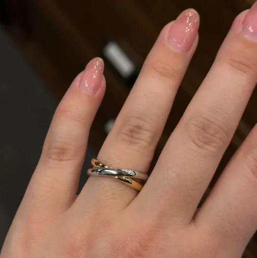Guldring Kryss Vitguld/Guld