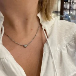 Halsband Hjärta Pavé Vitguld