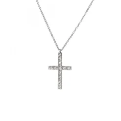 Halsband Kors Vitguld Diamanter