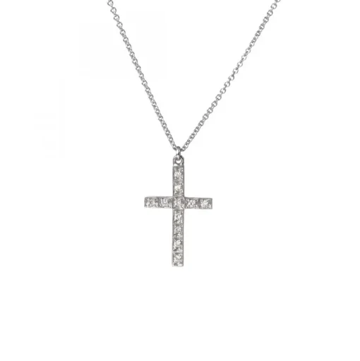 Halsband Kors Vitguld Diamanter