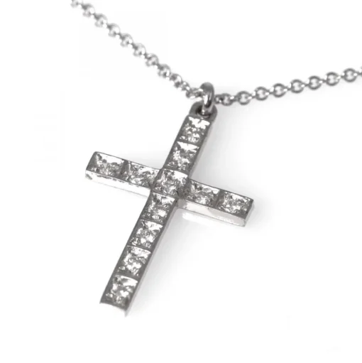Halsband Kors Vitguld Diamanter