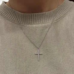 Halsband Kors Vitguld Diamanter