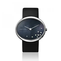 Klocka Vivianna Oval Black Satin 0,09 ct