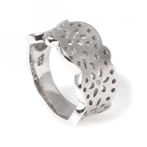 Lace Mellan Vitguld Matt Ring