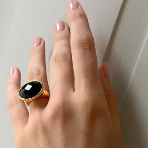 Paulina Vanity Ring Svart Obsidian