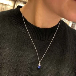 Princess Hänge Vitguld Safir