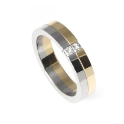 Tvåfärgad Diamantring 2 Prinsesser 0,14ct Engelbert